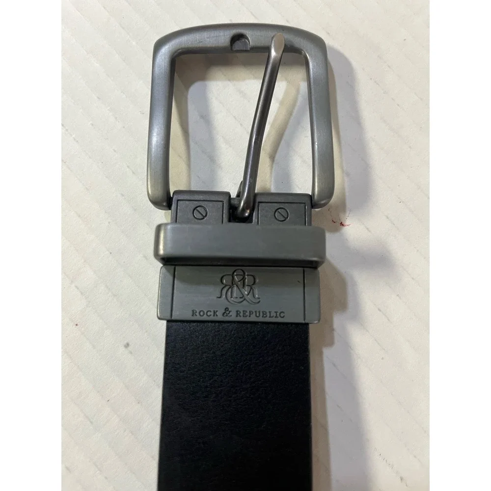 Rock & Republic Reversible Belt Mens XL Black Brown‎ Gunmetal Buckle 11RR120001
